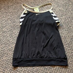 Nike Black Swim Tankini Top with Light Green Trim